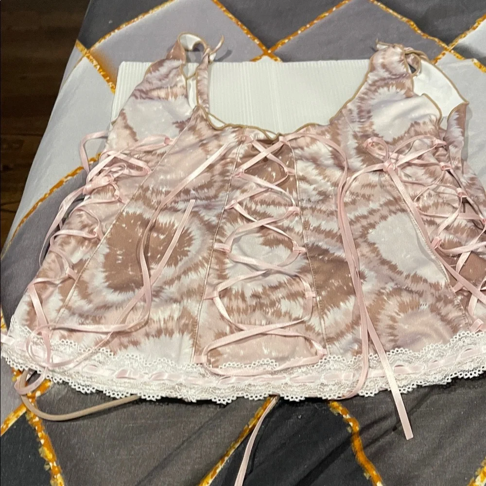 Pink and White Tie-Dye Two-Piece Set with hearts all over so fabulous - Picture 3 of 8